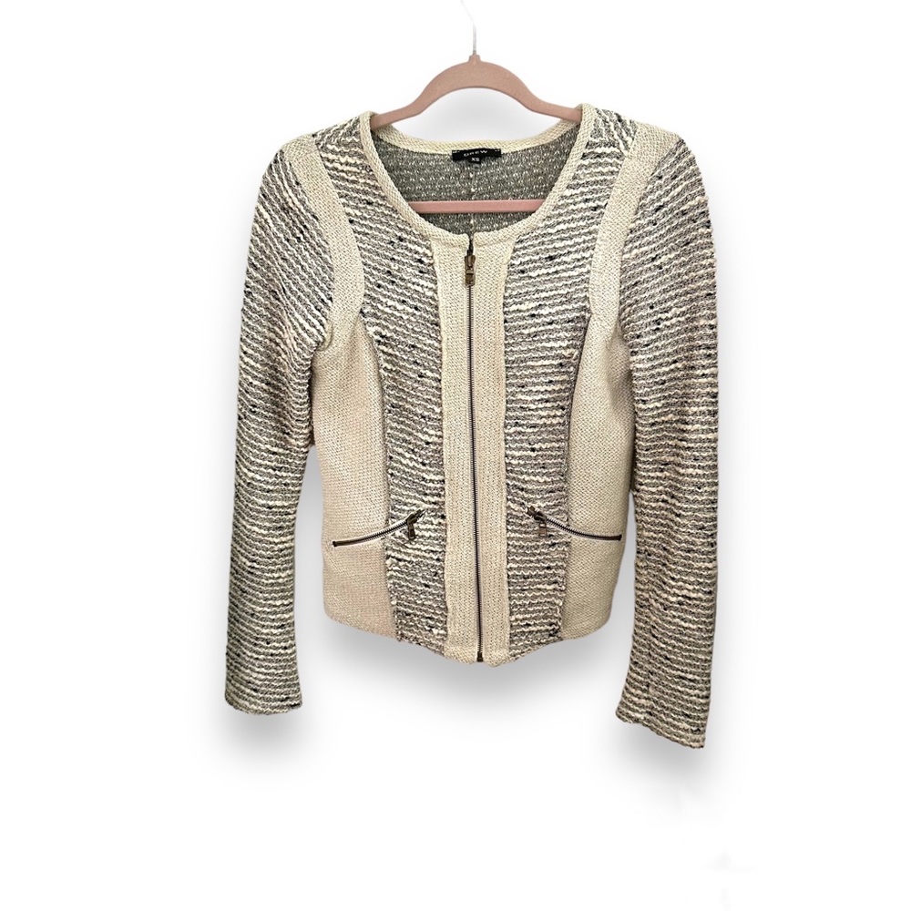 Drew Tweed Knit Front Zip Sweater size XS